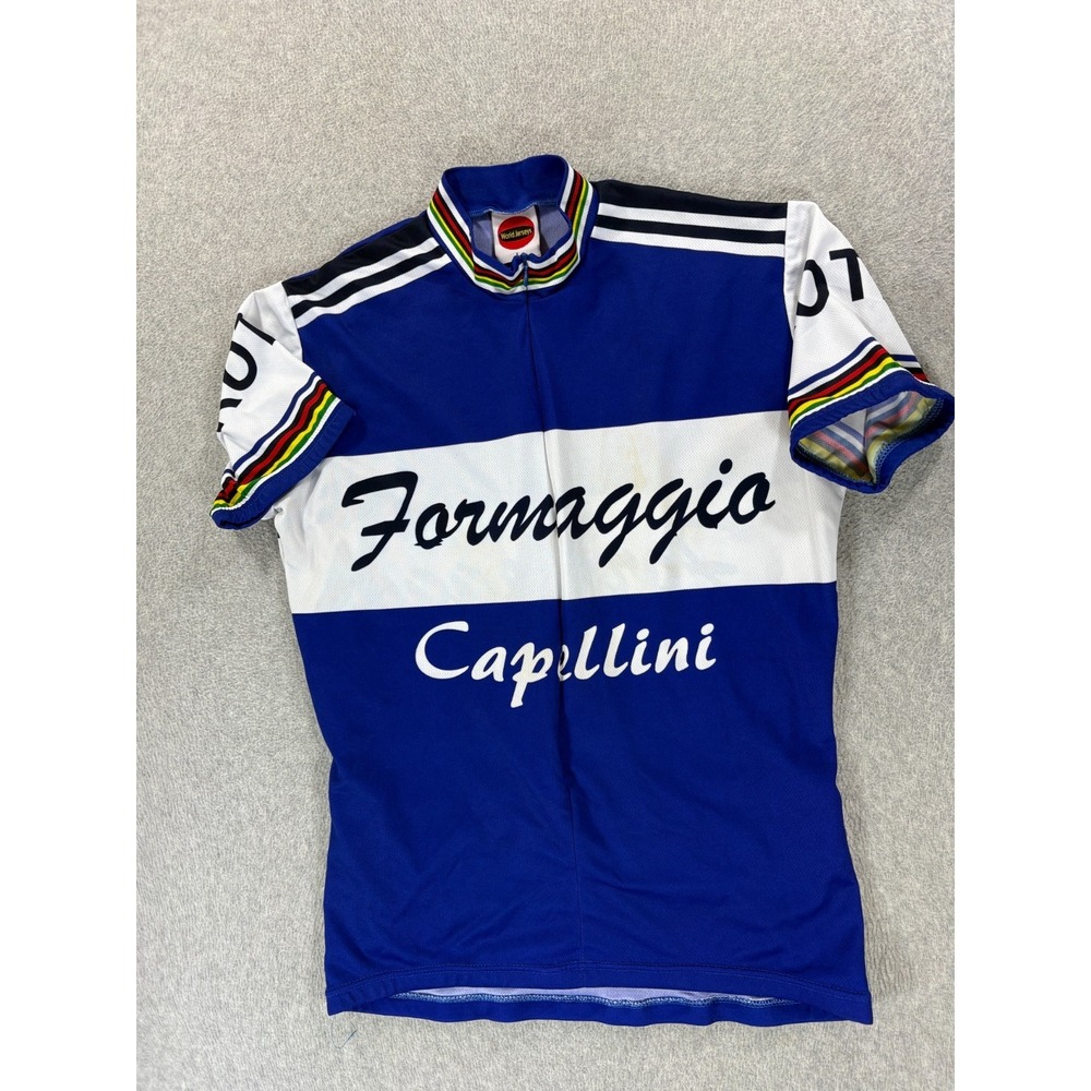 Formaggio Capellini World Jerseys 3/4 Zip Cycling Jersey (Men's Large) Blue
